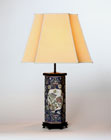 A CHINESE PORCELAIN HEXAGONAL HAT STAND, ADAPTED AS A TABLE LAMP